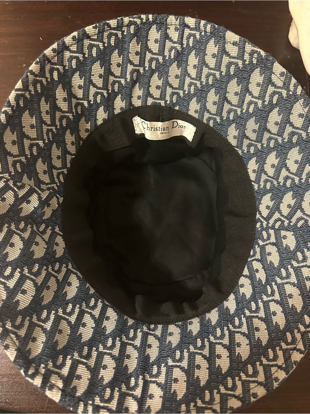Dior Navy and Cream Oblique Pattern Bucket Hat - Picture 3 of 3